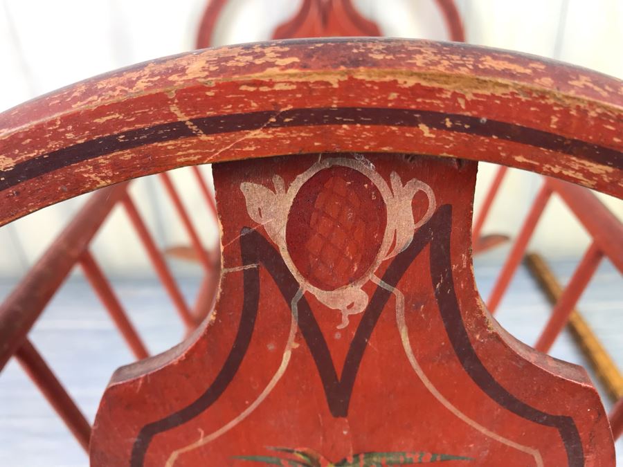 Vintage Red Hand Painted Doll Crib Missing Bottom Slats [Photo 9]