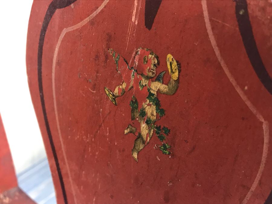 Vintage Red Hand Painted Doll Crib Missing Bottom Slats [Photo 6]