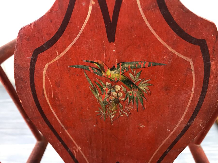 Vintage Red Hand Painted Doll Crib Missing Bottom Slats [Photo 8]