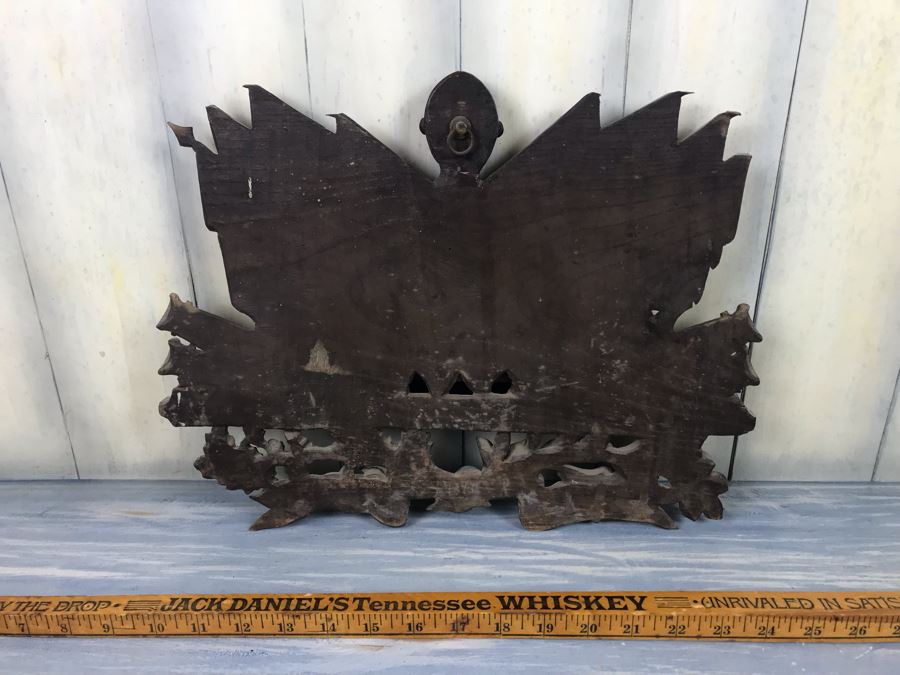 Antique French Intricately Carved Wooden Wall Pipe Stand With (4) Hand Painted French Pipes [Photo 20]