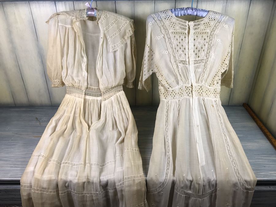 Pair Of Vintage Women's White Lace Dresses [Photo 9]