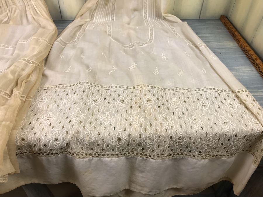 Pair Of Vintage Women's White Lace Dresses [Photo 4]