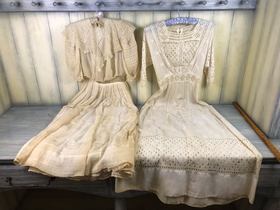 Pair Of Vintage Women's White Lace Dresses [Photo 1]