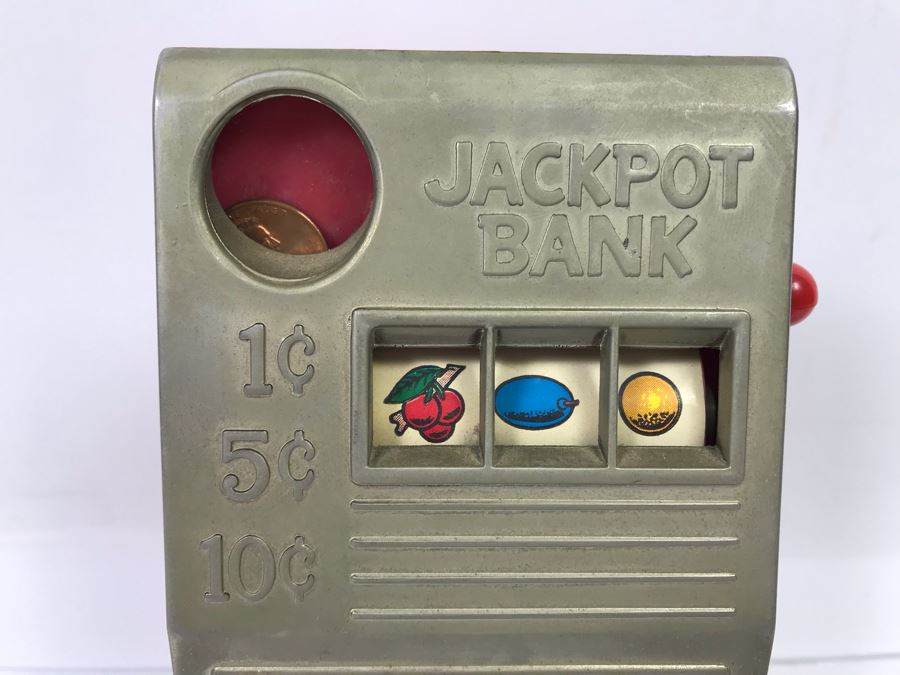 Mini Jackpot Bank Slot Machine Welcome To Fabulous Las Vegas Advertising By Reno Plastic Mfg Co Sparks Nevada 3.5' X 6' [Photo 3]