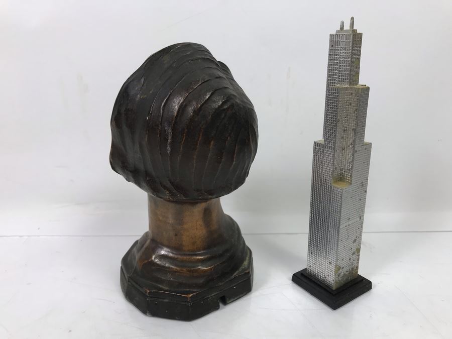 Metal Female Bust Sculpture 7'H And Sears Tower Figurine [Photo 7]