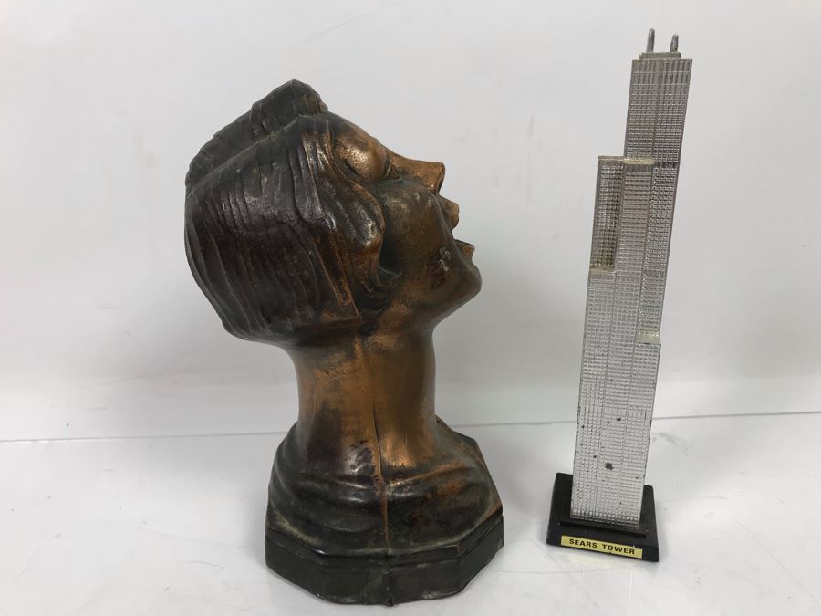 Metal Female Bust Sculpture 7'H And Sears Tower Figurine [Photo 6]