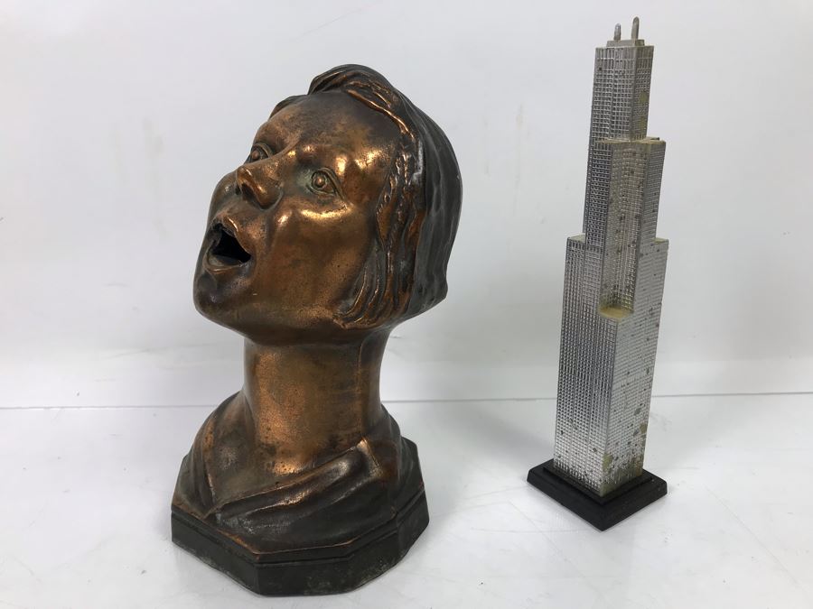 Metal Female Bust Sculpture 7'H And Sears Tower Figurine [Photo 8]