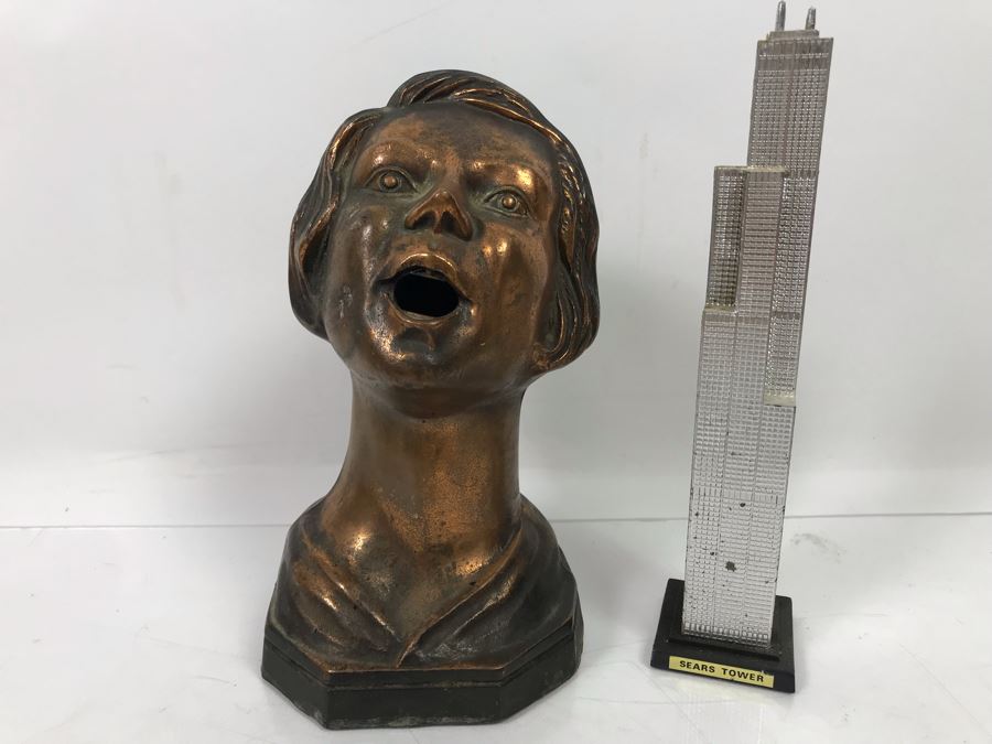 Metal Female Bust Sculpture 7'H And Sears Tower Figurine [Photo 2]