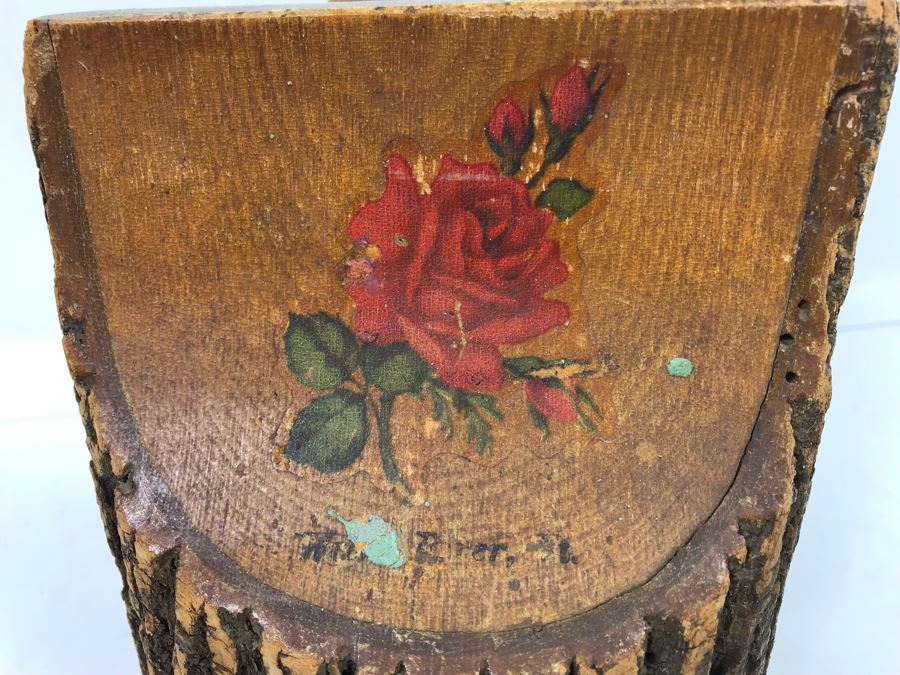 Pair Of Antique 1904 Wooden Tree Bookends With Inscription On Back Of One [Photo 7]