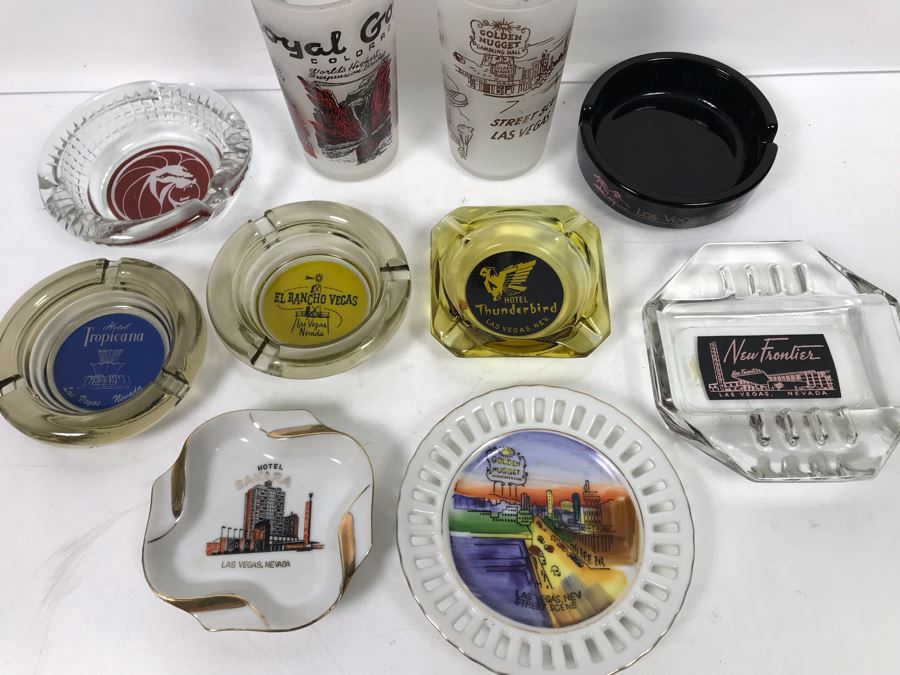 Vintage Las Vegas Ashtrays And Pair Of Las Vegas Drinking Glasses [Photo 3]