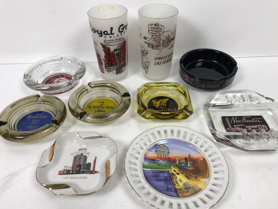 Vintage Las Vegas Ashtrays And Pair Of Las Vegas Drinking Glasses [Photo 4]