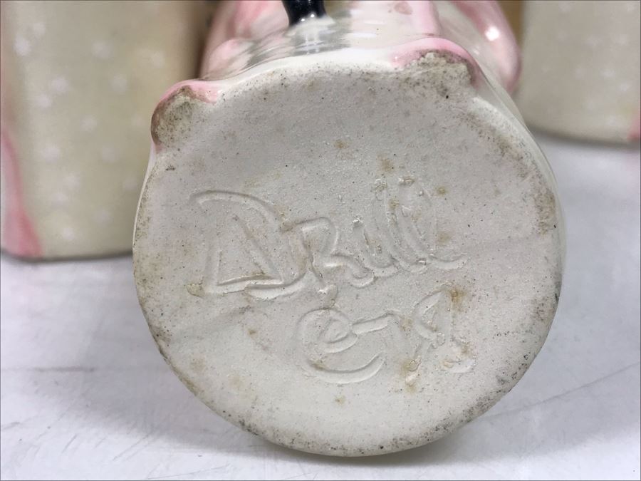 (4) Vintage 1978 Flamingo Ceramic Cups Signed Drell And (3) Framed Vintage Flamingo Postcards [Photo 6]