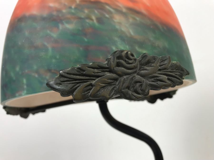 Frederic Remington Bronze Table Lamp With Colored Glass Shade [Photo 19]