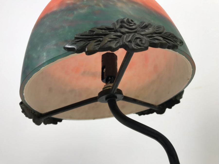 Frederic Remington Bronze Table Lamp With Colored Glass Shade [Photo 18]