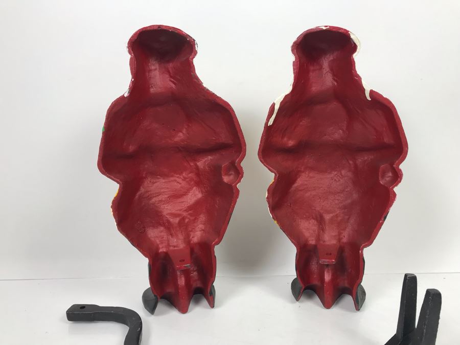 Pair Of Cast Iron Painted Santa Claus Andirons Figurines [Photo 10]