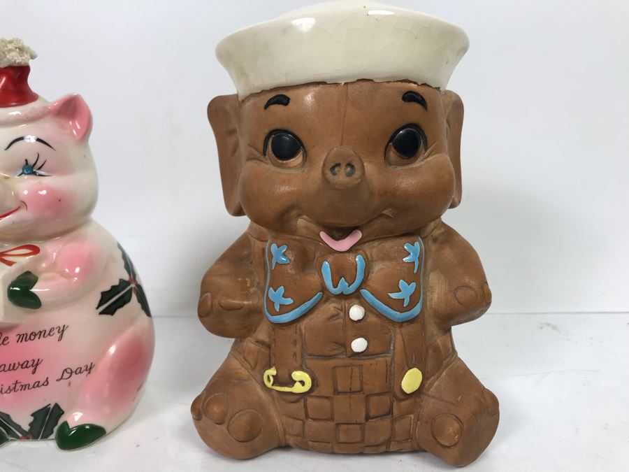 Pair Of Vintage Piggy Banks - Twin Winton Califo USA And Kreiss [Photo 2]
