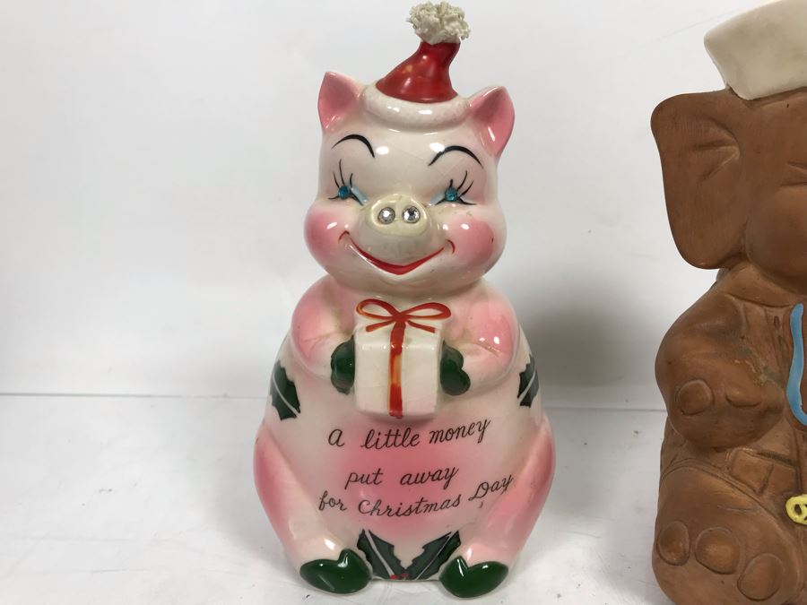 Pair Of Vintage Piggy Banks - Twin Winton Califo USA And Kreiss [Photo 3]