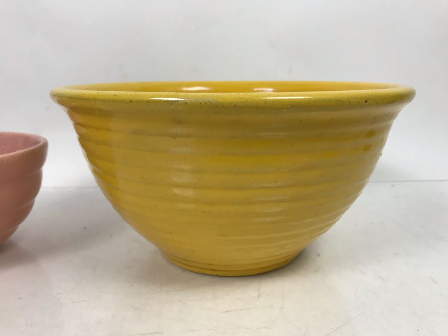 Pair Of Yellow And Pink Bauer Pottery Mixing Bowls 9'R And 6'R [Photo 6]