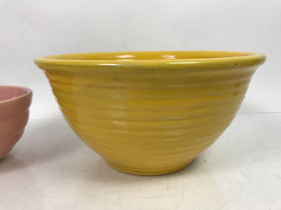 Pair Of Yellow And Pink Bauer Pottery Mixing Bowls 9'R And 6'R [Photo 5]