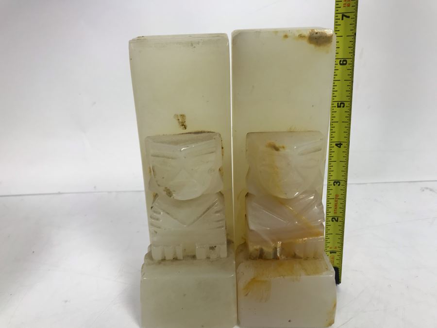 Vintage Carved Stone Bookends 6.5'H [Photo 8]