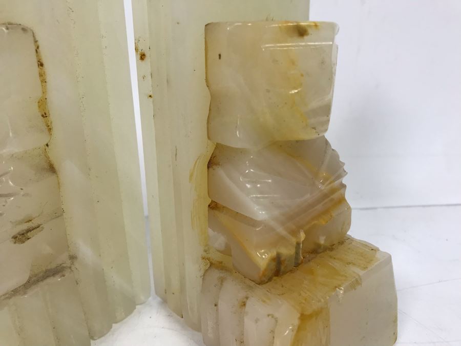 Vintage Carved Stone Bookends 6.5'H [Photo 4]
