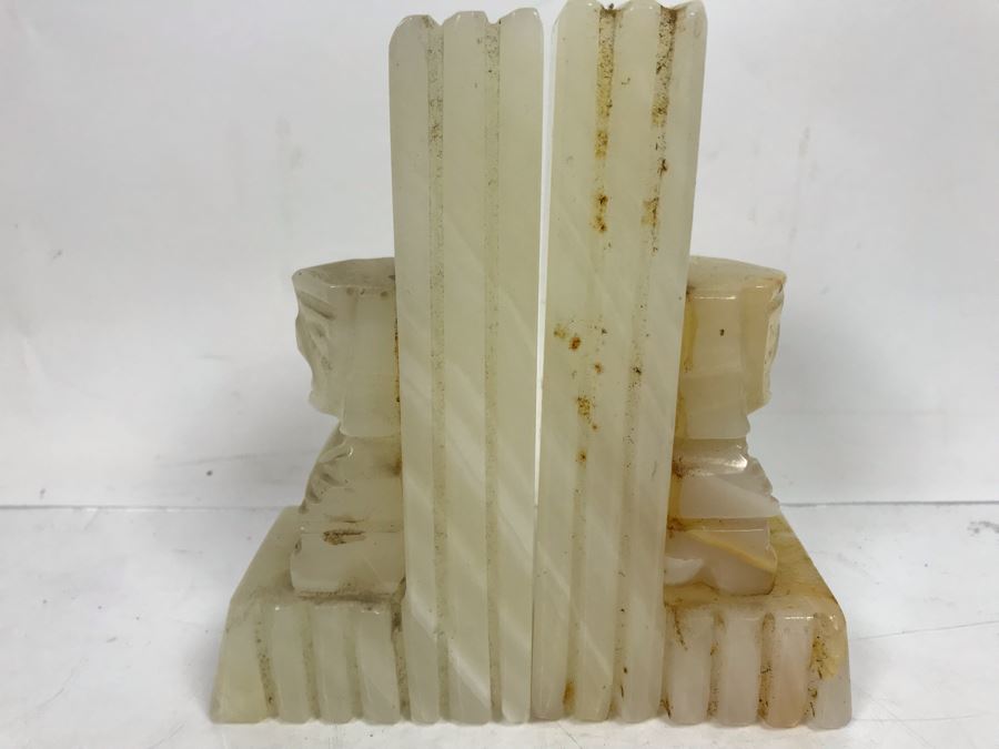 Vintage Carved Stone Bookends 6.5'H [Photo 6]