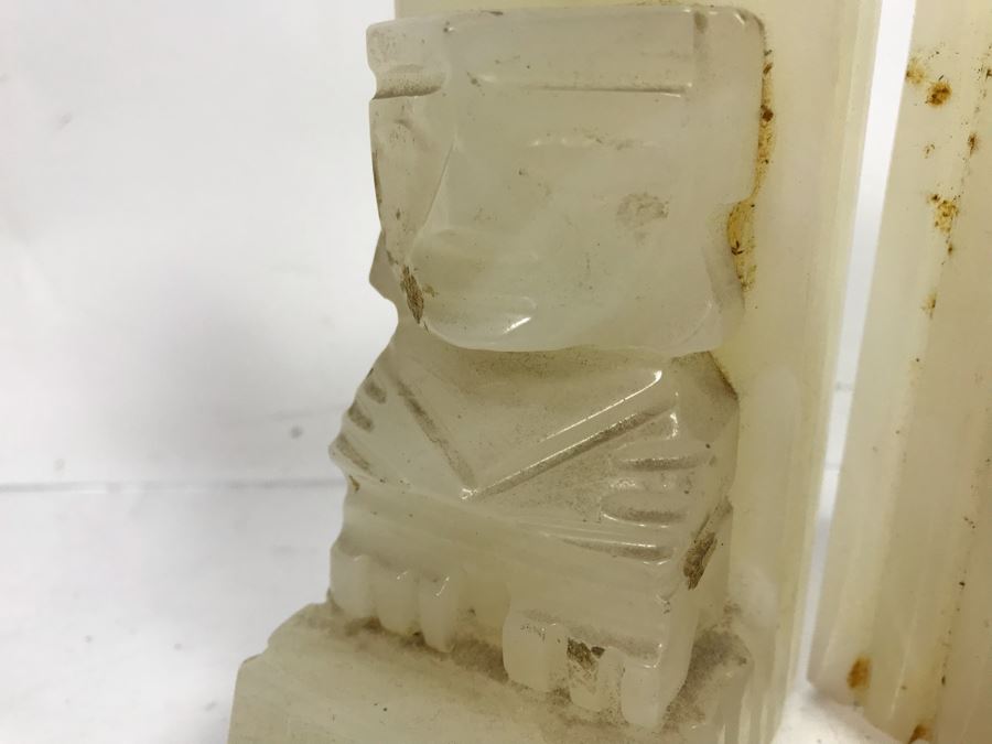 Vintage Carved Stone Bookends 6.5'H [Photo 3]