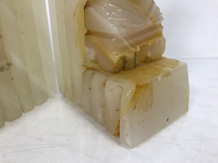 Vintage Carved Stone Bookends 6.5'H [Photo 5]