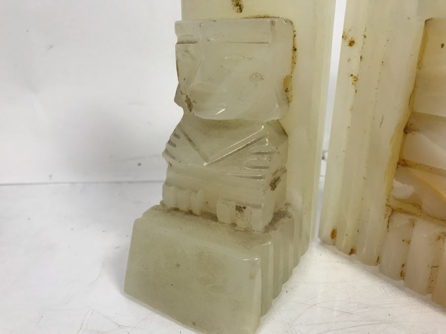 Vintage Carved Stone Bookends 6.5'H [Photo 2]