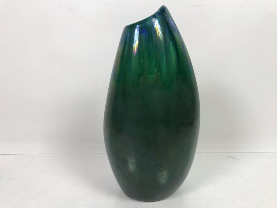 Vintage Green Royal Haeger USA Pottery Paint Glaze Has Chip - See Photo 11'H [Photo 5]