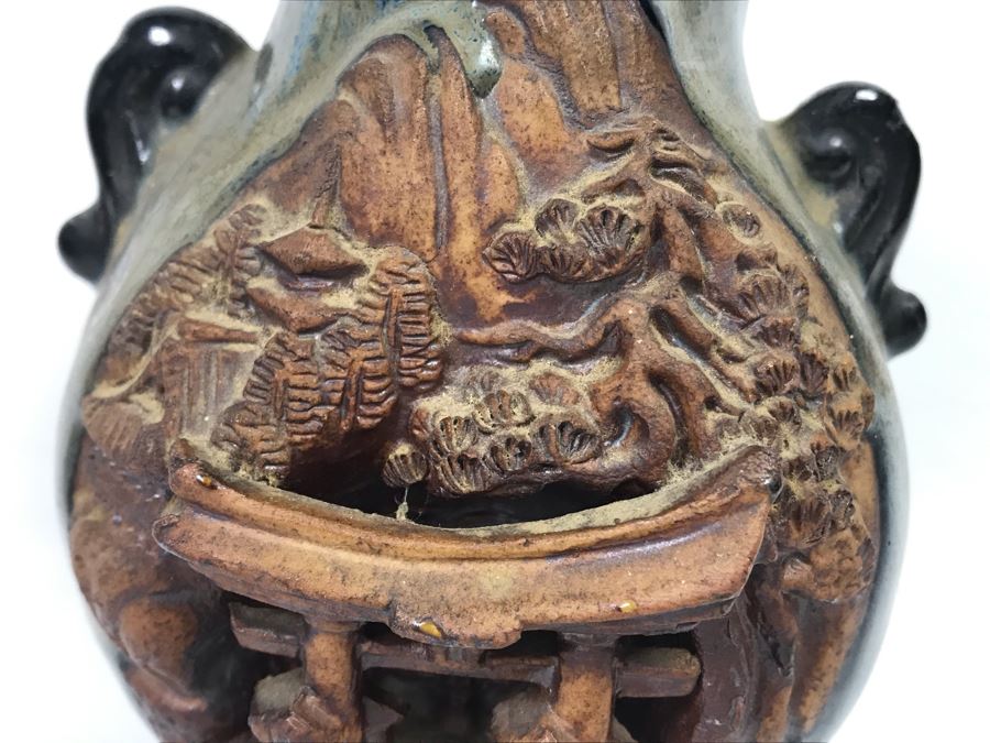 Signed Japanese Pottery Vase 6'H [Photo 4]