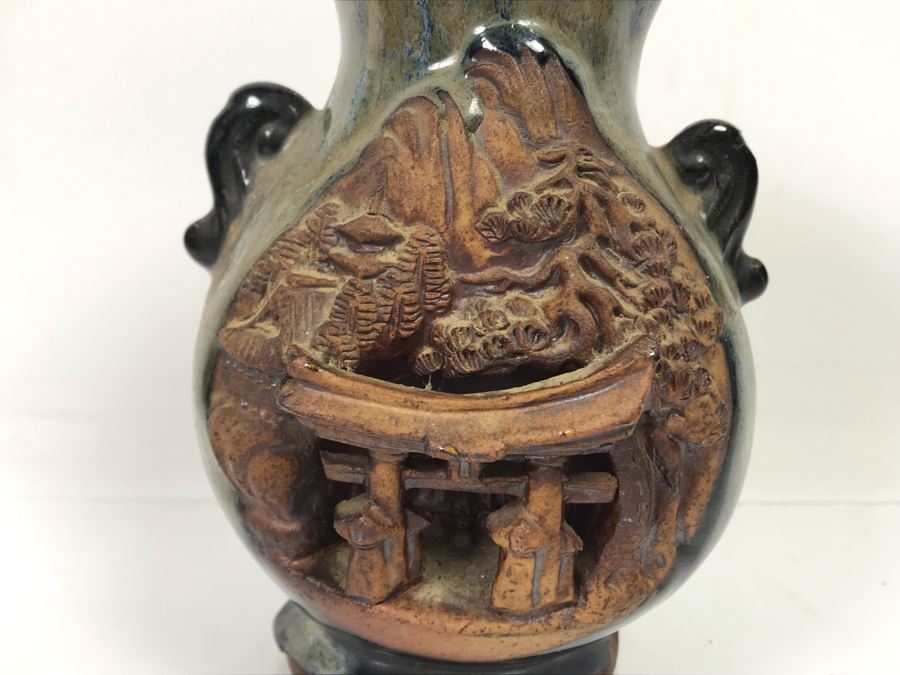 Signed Japanese Pottery Vase 6'H [Photo 3]