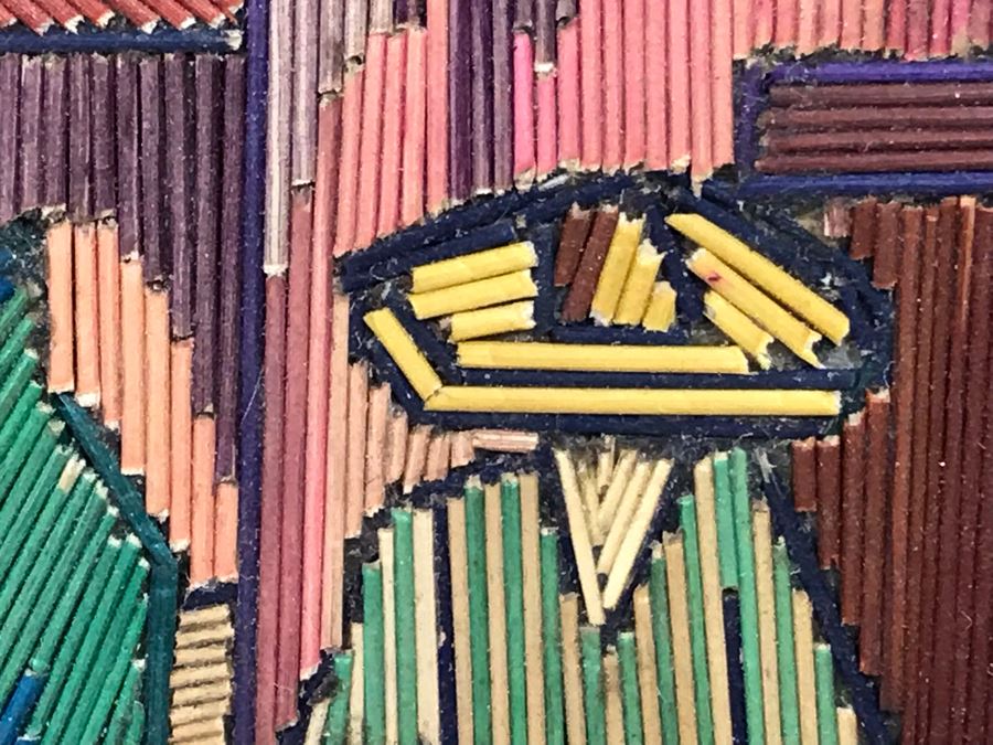 Pair Of Well Executed Mexican Native Stick Art / Straw Folk Art Paintings And Pair Of Hand Painted Mexican Scene Paintings On Board [Photo 6]