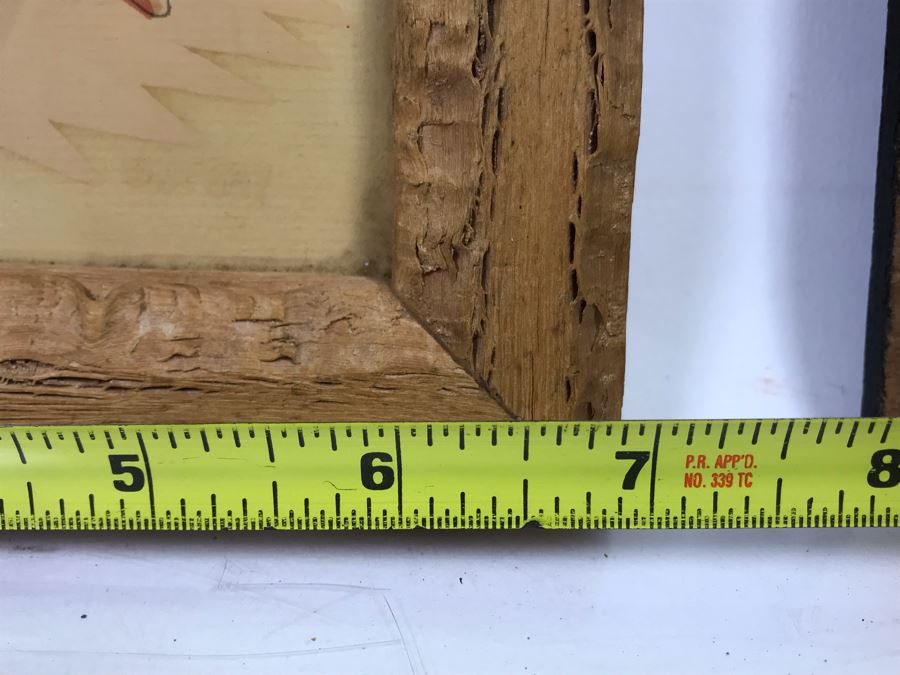 Original Artwork Of Native American Woman In Wooden Frame And Cowboy Wrangler Sylvanart Etching In Wood From Yellowstone Park, WY [Photo 10]