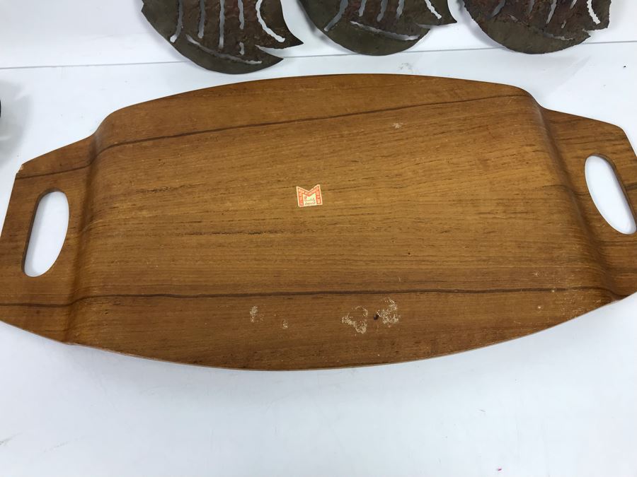 (4) Brass Sculptural Fish Wall Artwork And Wooden Japanese Tray [Photo 8]