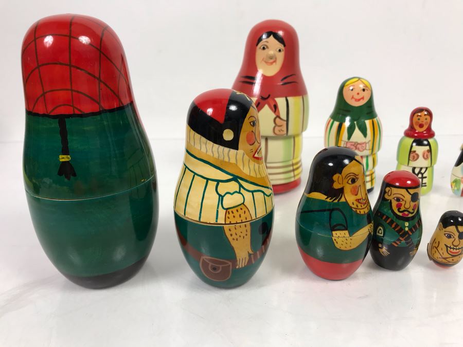 (2) Sets Of Wooden Nesting Dolls [Photo 9]