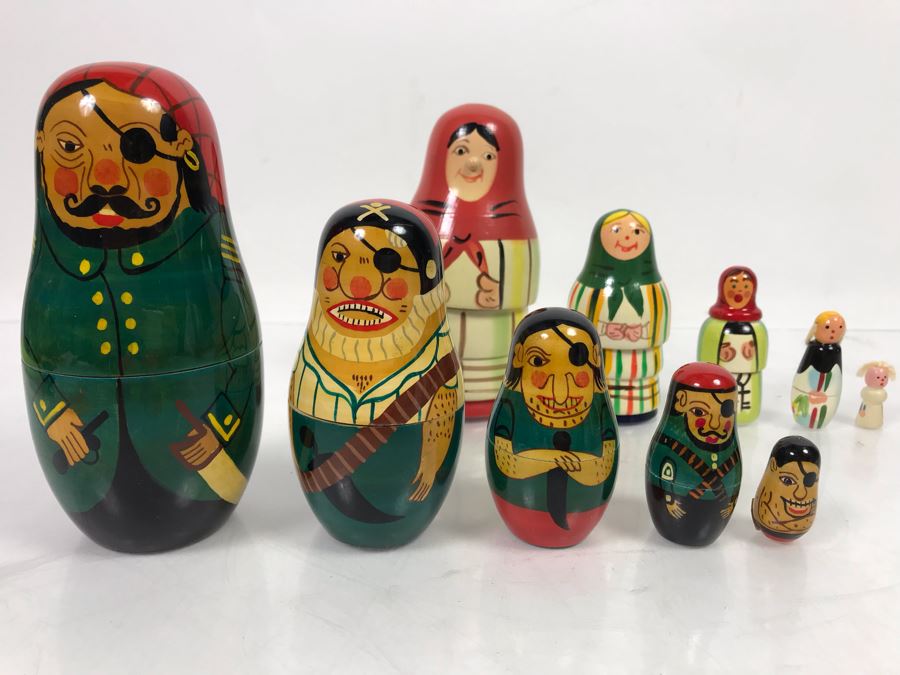 (2) Sets Of Wooden Nesting Dolls [Photo 2]