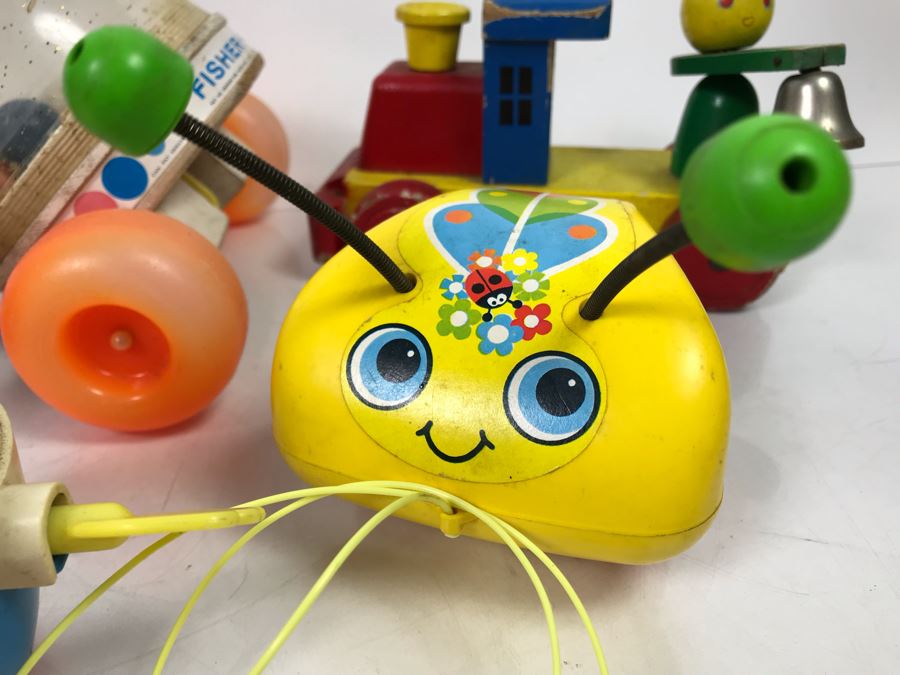 Vintage Kids Toys Lot With Fisher Price Corn Popper, Little Snoopy, Humpty Dumpty, Tug-A-Bug And Japanese Wooden Train Toy [Photo 4]