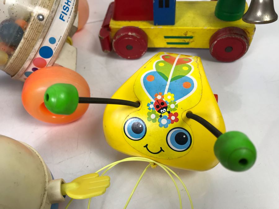 Vintage Kids Toys Lot With Fisher Price Corn Popper, Little Snoopy, Humpty Dumpty, Tug-A-Bug And Japanese Wooden Train Toy [Photo 5]