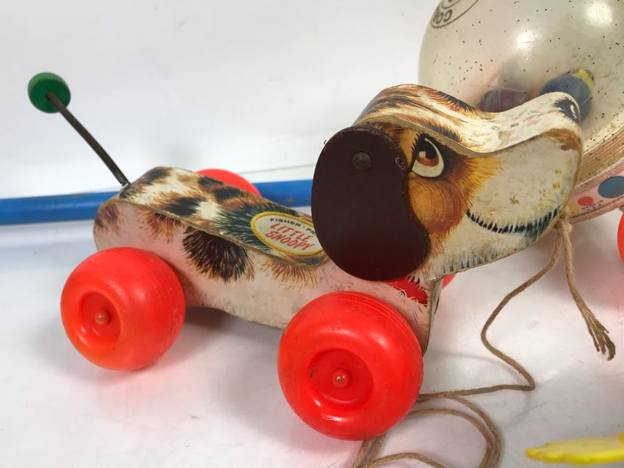 Vintage Kids Toys Lot With Fisher Price Corn Popper, Little Snoopy, Humpty Dumpty, Tug-A-Bug And Japanese Wooden Train Toy [Photo 6]