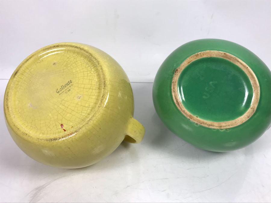Green USA Pottery Teapot 7.5'H And Yellow Caliente USA Pottery 6.5'H [Photo 8]