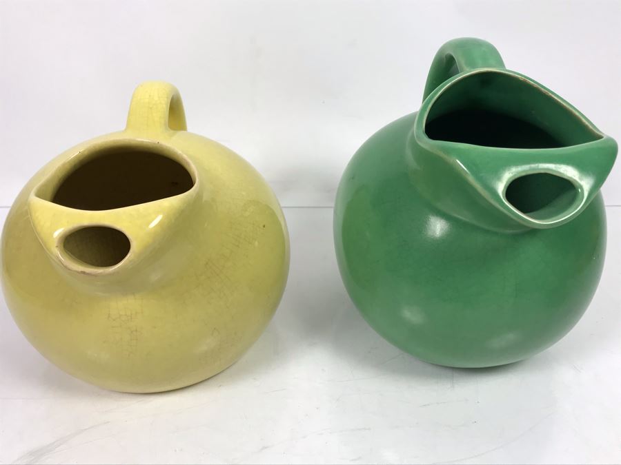 Green USA Pottery Teapot 7.5'H And Yellow Caliente USA Pottery 6.5'H [Photo 6]