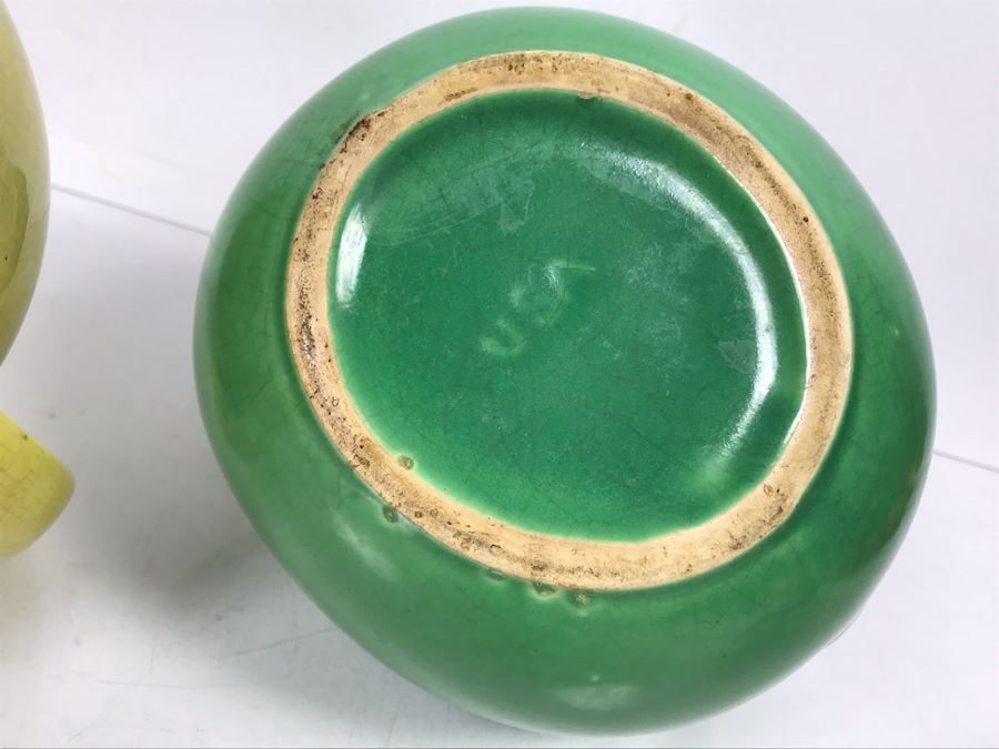 Green USA Pottery Teapot 7.5'H And Yellow Caliente USA Pottery 6.5'H [Photo 9]