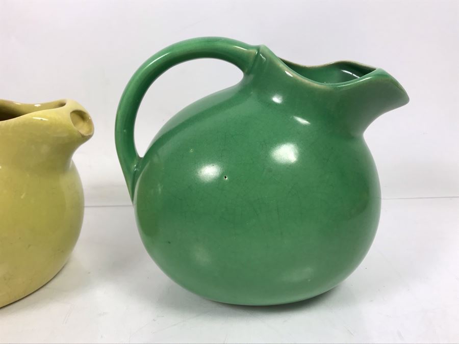 Green USA Pottery Teapot 7.5'H And Yellow Caliente USA Pottery 6.5'H [Photo 2]