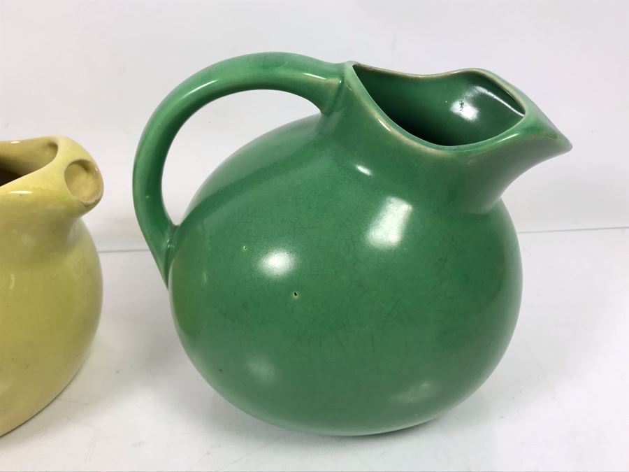 Green USA Pottery Teapot 7.5'H And Yellow Caliente USA Pottery 6.5'H [Photo 3]