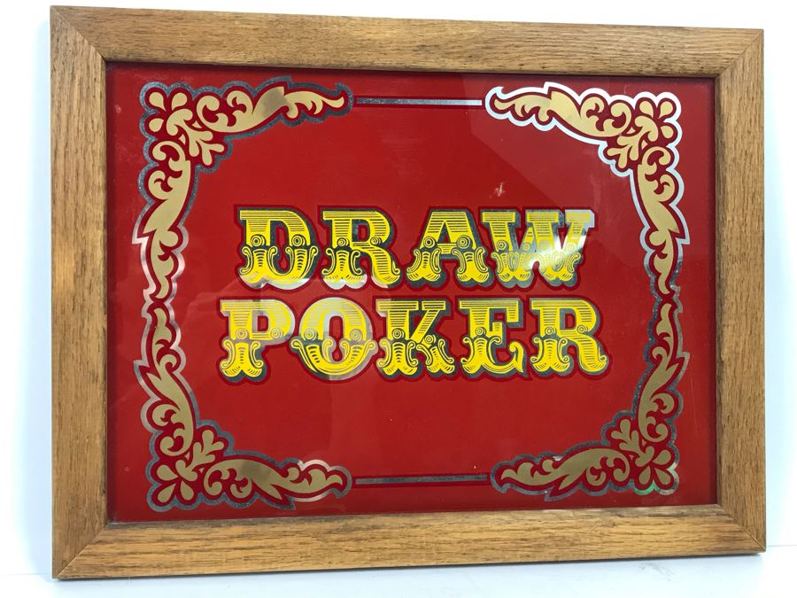 Vintage Draw Poker Gambling Mirror 18' X 13.5'