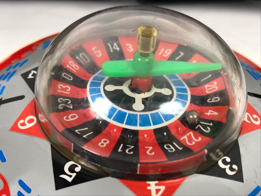 Japan Tin Toy Yellow VW Taxi, UFO Tin Toy Roulette Wheel, Mini Pool Table And Mini Lowe Chess Set [Photo 6]