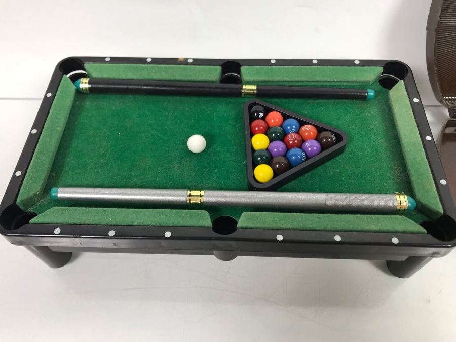 Japan Tin Toy Yellow VW Taxi, UFO Tin Toy Roulette Wheel, Mini Pool Table And Mini Lowe Chess Set [Photo 11]