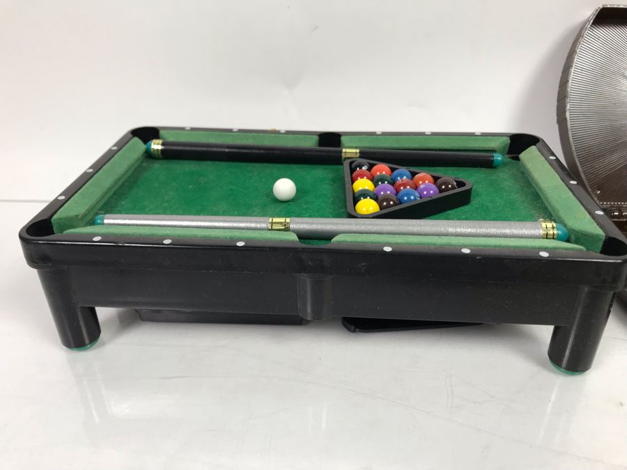 Japan Tin Toy Yellow VW Taxi, UFO Tin Toy Roulette Wheel, Mini Pool Table And Mini Lowe Chess Set [Photo 12]