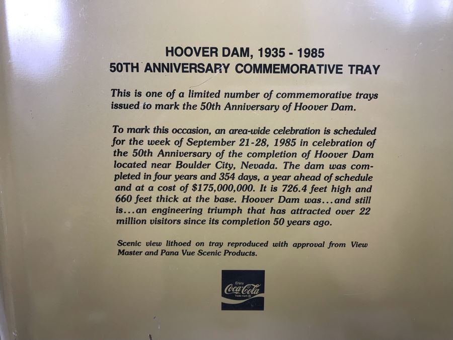 Las Vegas Hoover Dam Jim Beam Liquour Decanter And Coca-Cola Advertising Hoover Dam Tin Tray [Photo 8]